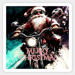 Merry christmas santa biker Sticker